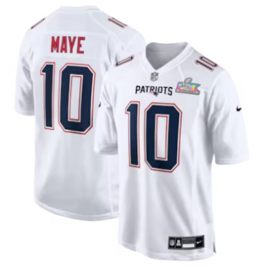 Men's New England Patriots #10 Drake Maye White Nike Super Bowl LX Tundra Fashion Game Jersey - Ujersey
