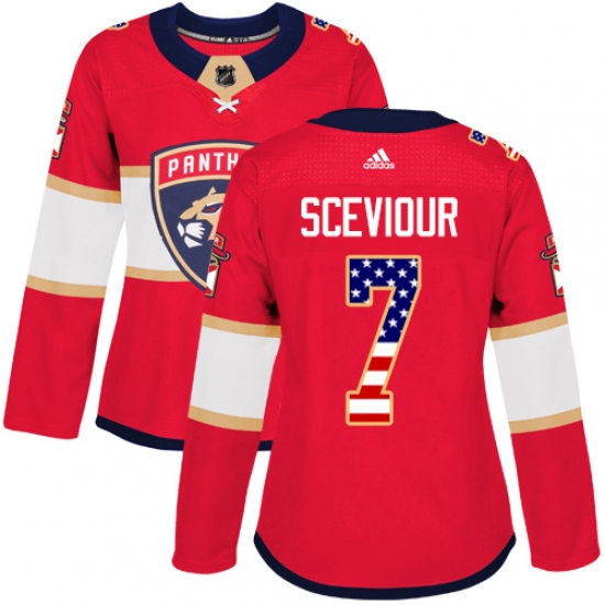 Women's Adidas Florida Panthers #7 Colton Sceviour Authentic Red USA Flag Fashion NHL Jersey - Ujersey