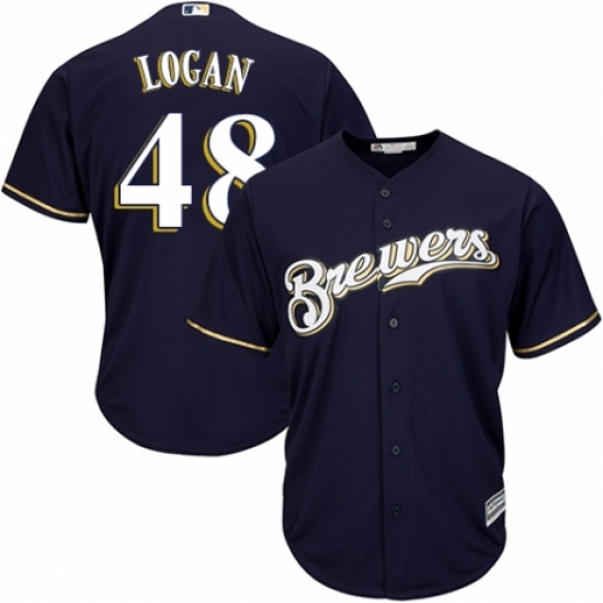 Men's Majestic Milwaukee Brewers #48 Boone Logan Replica White Alternate Cool Base MLB Jersey - Ujersey
