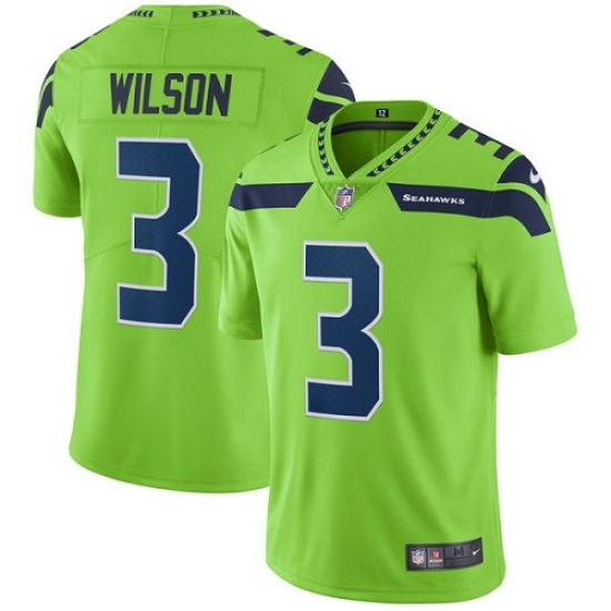 Men's Nike Seattle Seahawks #3 Russell Wilson Elite Green Rush Vapor Untouchable NFL Jersey - Ujersey
