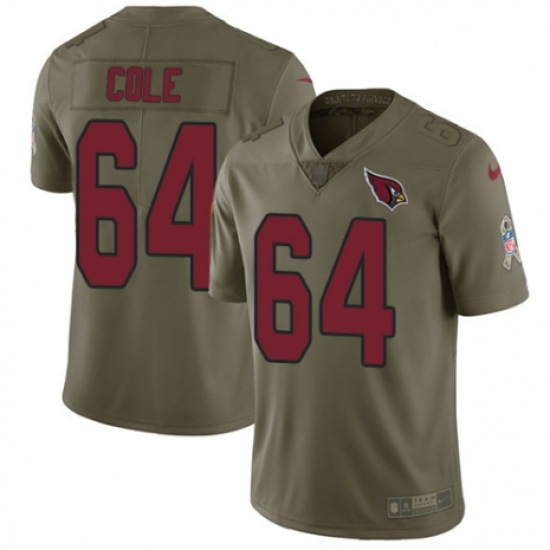 Men's Nike Arizona Cardinals #64 Mason Cole Limited Olive 2017 Salute to Service NFL Jersey - Ujersey