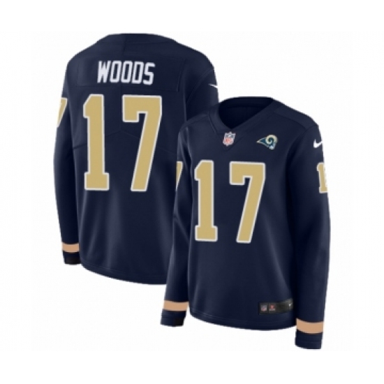 Women's Nike Los Angeles Rams #17 Robert Woods Limited Navy Blue Therma Long Sleeve NFL Jersey - Ujersey
