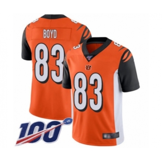 Men's Cincinnati Bengals #83 Tyler Boyd Orange Alternate Vapor Untouchable Limited Player 100th Season Football Jersey