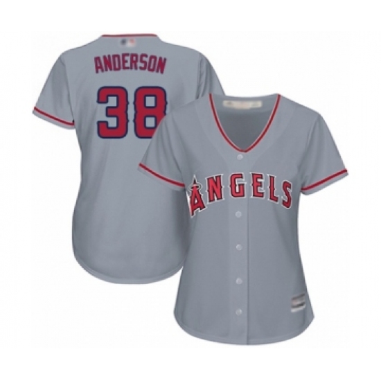 Women's Los Angeles Angels of Anaheim #38 Justin Anderson Authentic Grey Road Cool Base Baseball Player Jersey - Ujersey