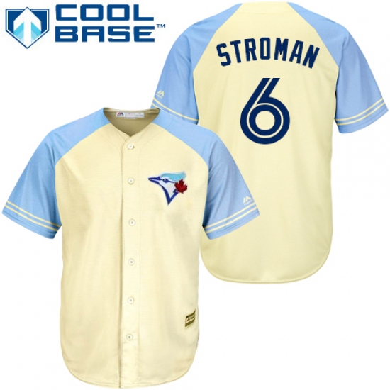 Men's Majestic Toronto Blue Jays #6 Marcus Stroman Authentic Cream Exclusive Vintage Cool Base MLB Jersey - Ujersey