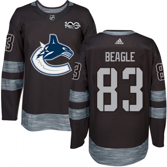 Men's Adidas Vancouver Canucks #83 Jay Beagle Authentic Black 1917-2017 100th Anniversary NHL Jersey