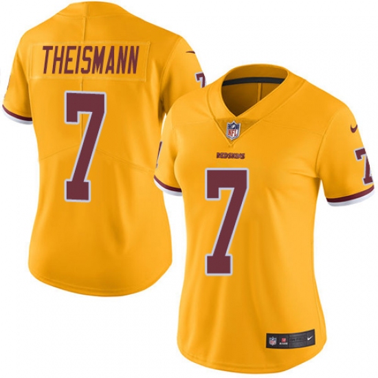 Women's Nike Washington Redskins #7 Joe Theismann Limited Gold Rush Vapor Untouchable NFL Jersey