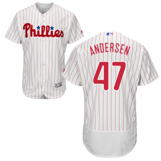 Men's Majestic Philadelphia Phillies #47 Larry Andersen White Home Flex Base Authentic Collection MLB Jersey - Ujersey