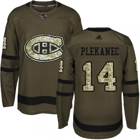 Youth Adidas Montreal Canadiens #14 Tomas Plekanec Authentic Green Salute to Service NHL Jersey - Ujersey