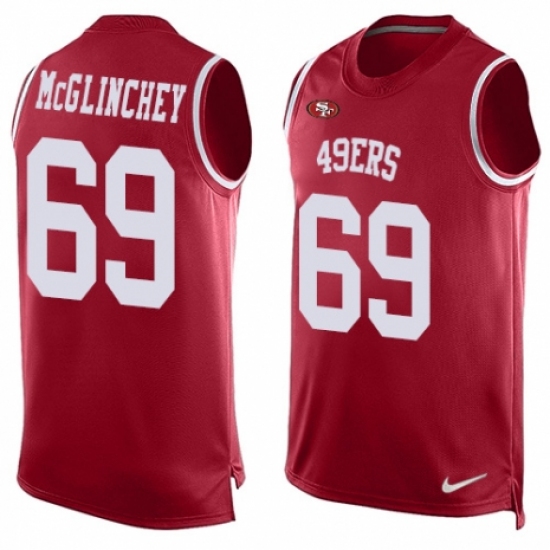 Men's Nike San Francisco 49ers #69 Mike McGlinchey Limited Red Player Name & Number Tank Top NFL Jersey - Ujersey