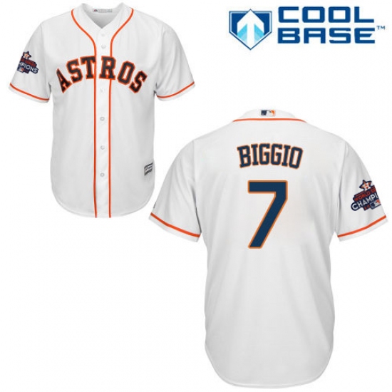 Youth Majestic Houston Astros #7 Craig Biggio Authentic White Home 2017 World Series Champions Cool Base MLB Jersey - Ujersey