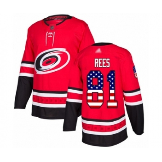 Youth Carolina Hurricanes #81 Jamieson Rees Authentic Red USA Flag Fashion Hockey Jersey - Ujersey