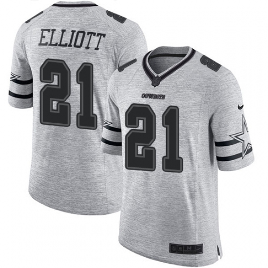 Men's Nike Dallas Cowboys #21 Ezekiel Elliott Limited Gray Gridiron II NFL Jersey - Ujersey