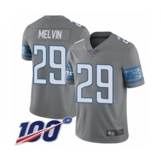 Men's Detroit Lions #29 Rashaan Melvin Limited Steel Rush Vapor Untouchable 100th Season Football Jersey