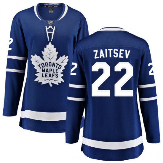 Women's Toronto Maple Leafs #22 Nikita Zaitsev Fanatics Branded Royal Blue Home Breakaway NHL Jersey - Ujersey