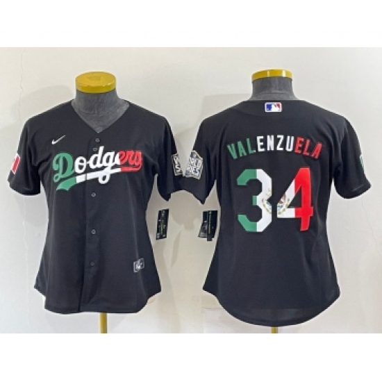 Women's Los Angeles Dodgers #34 Toro Valenzuela Mexico Black Cool Base Stitched Baseball Jersey - Ujersey