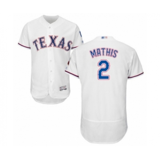 Men's Texas Rangers #2 Jeff Mathis White Home Flex Base Authentic Collection Baseball Player Jersey - Ujersey