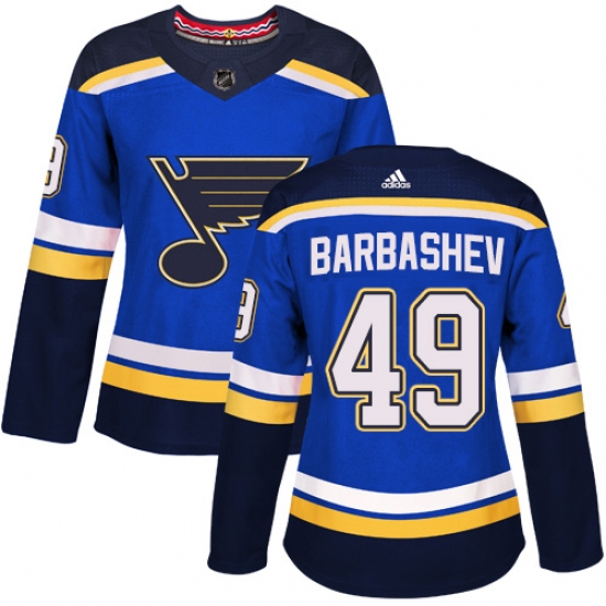 Women's Adidas St. Louis Blues #49 Ivan Barbashev Authentic Royal Blue Home NHL Jersey - Ujersey