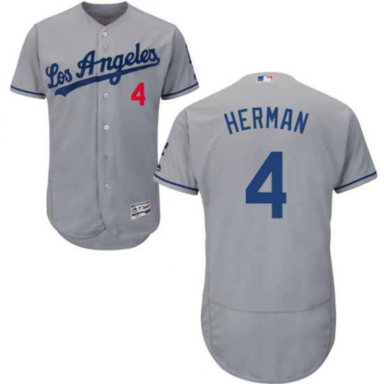 Men's Majestic Los Angeles Dodgers #4 Babe Herman Grey Flexbase Authentic Collection MLB Jersey - Ujersey