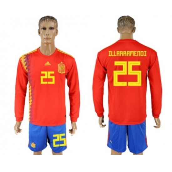 Spain #25 Illarramendi Red Home Long Sleeves Soccer Country Jersey