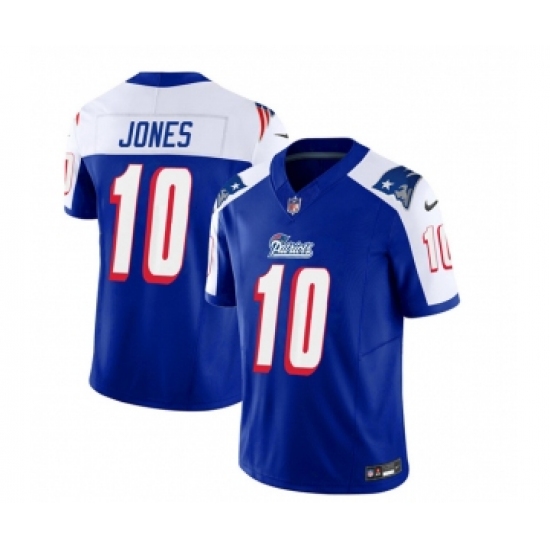 Men's Nike New England Patriots #10 Mac Jones Blue White 2023 F.U.S.E. Vapor Limited Football Stitched Jersey - Ujersey