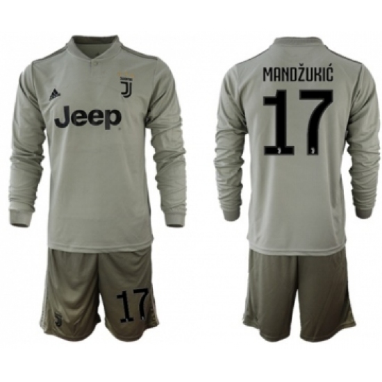 Juventus #17 Mandzukic Away Long Sleeves Soccer Club Jersey