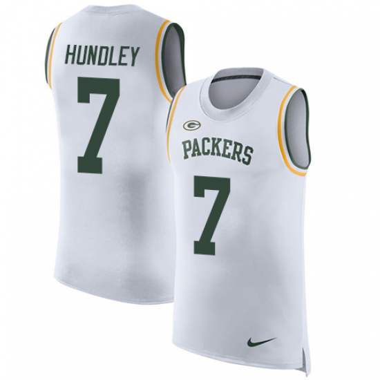 Men's Nike Green Bay Packers #7 Brett Hundley Limited White Rush Player Name & Number Tank Top NFL Jersey - Ujersey