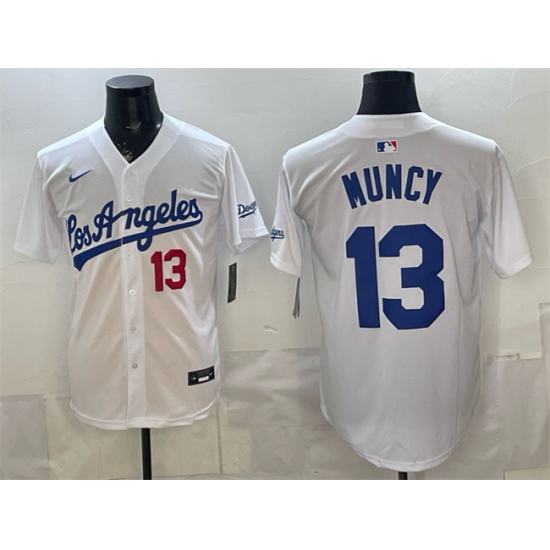 Men's Los Angeles Dodgers #13 Max Muncy White Alternate Stadium Stitched Baseball Jersey - Ujersey