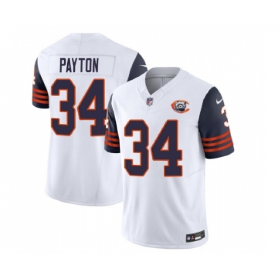 Men's Chicago Bears #34 Walter Payton White Navy 2023 F.U.S.E. Throwback Limited Football Stitched Game Jersey - Ujersey