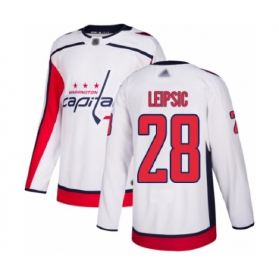 Men's Washington Capitals #28 Brendan Leipsic Authentic White Away Hockey Jersey