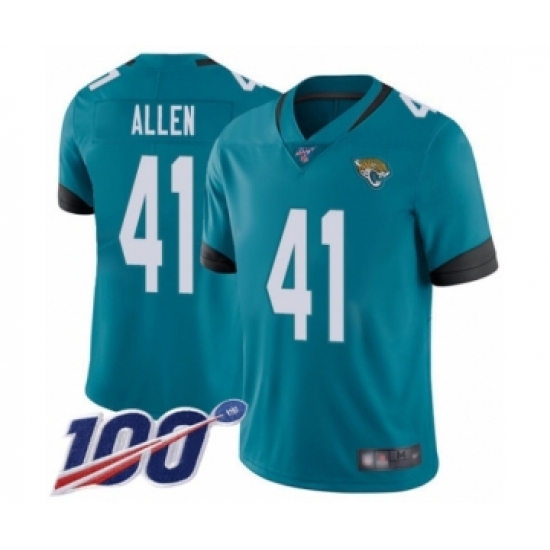 Men's Jacksonville Jaguars #41 Josh Allen Teal Green Alternate Vapor Untouchable Limited Player 100th Season Football Jersey - Ujersey