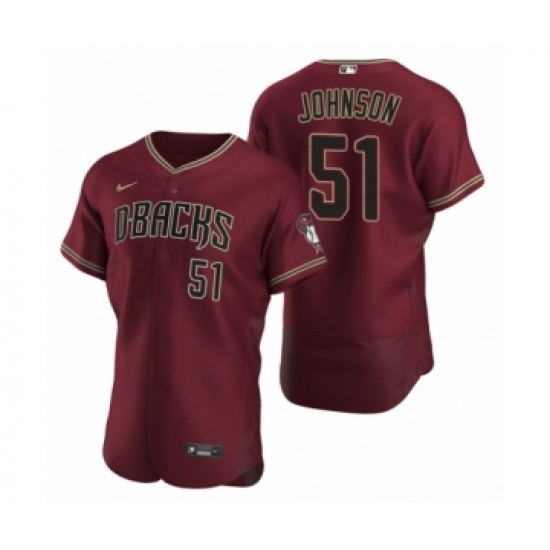 Men's Arizona Diamondbacks #51 Randy Johnson Nike Crimson Authentic 2020 Alternate Jersey - Ujersey