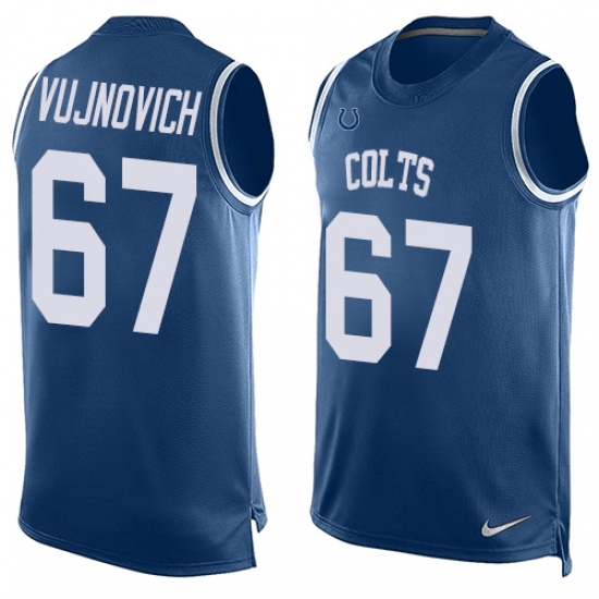 Men's Nike Indianapolis Colts #67 Jeremy Vujnovich Limited Royal Blue Player Name & Number Tank Top NFL Jersey - Ujersey