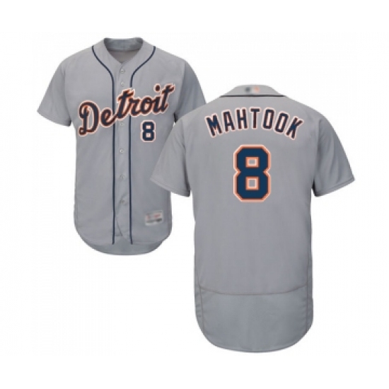 Men's Detroit Tigers #8 Mikie Mahtook Grey Road Flex Base Authentic Collection Baseball Jersey - Ujersey