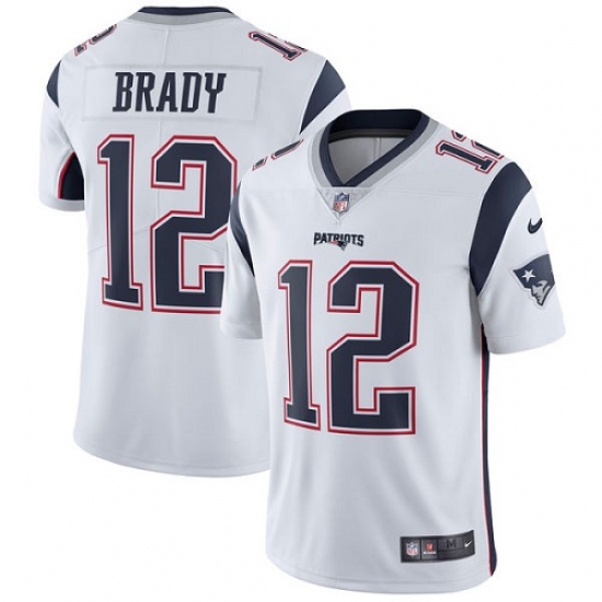 Men's Nike New England Patriots #12 Tom Brady White Vapor Untouchable Limited Player NFL Jersey - Ujersey