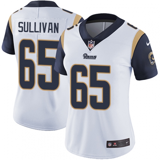 Women's Nike Los Angeles Rams #65 John Sullivan White Vapor Untouchable Limited Player NFL Jersey - Ujersey