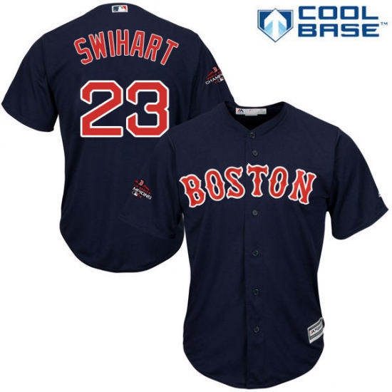 Youth Majestic Boston Red Sox #23 Blake Swihart Authentic Navy Blue Alternate Road Cool Base 2018 World Series Champions MLB Jersey - Ujersey