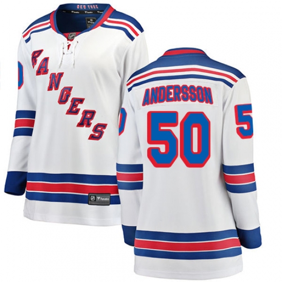 Women's New York Rangers #50 Lias Andersson Fanatics Branded White Away Breakaway NHL Jersey - Ujersey