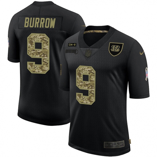 Men's Cincinnati Bengals #9 Joe Burrow Camo 2020 Salute To Service Limited Jersey - Ujersey