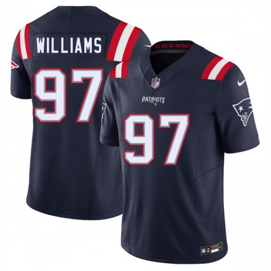 Men's New England Patriots #97 Milton Williams Navy 2025 F.U.S.E. Vapor Limited Football Stitched Jersey - Ujersey