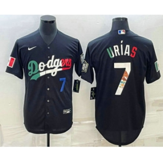 Mens Los Angeles Dodgers #7 Julio Urias Number Black Mexico 2020 World Series Cool Base Nike Jersey - Ujersey