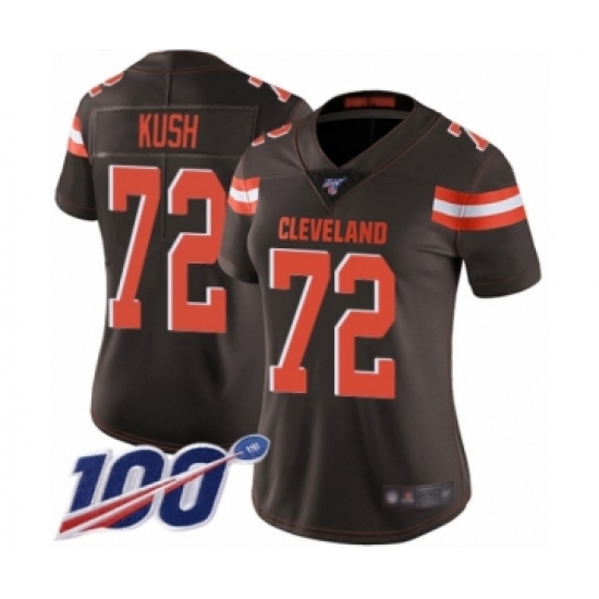 Women's Cleveland Browns #72 Eric Kush Brown Team Color Vapor Untouchable Limited Player 100th Season Football Jersey - Ujersey