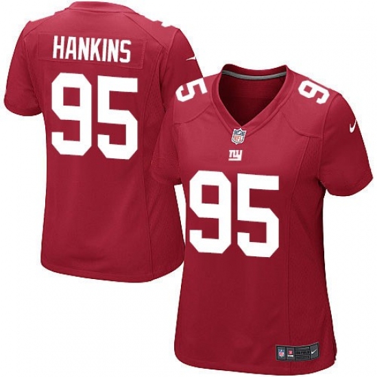 Women's Nike New York Giants #95 Johnathan Hankins Elite Red Jersey - Ujersey