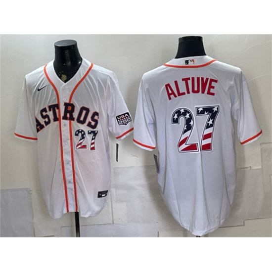 Men's Houston Astros #27 Jose Altuve White USA 250 Fourth of July Home Stitched Baseball Jersey - Ujersey