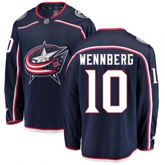 Men's Columbus Blue Jackets #10 Alexander Wennberg Fanatics Branded Navy Blue Home Breakaway NHL Jersey - Ujersey