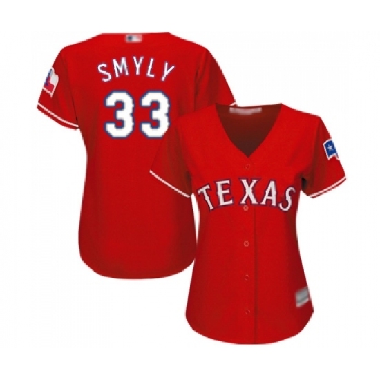 Women's Texas Rangers #33 Drew Smyly Replica Red Alternate Cool Base Baseball Jersey - Ujersey