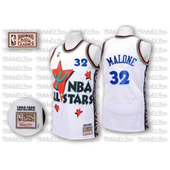 Men's Adidas Utah Jazz #32 Karl Malone Authentic White 1995 All Star Throwback NBA Jersey