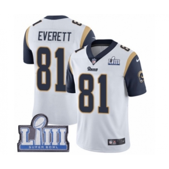 Men's Nike Los Angeles Rams #81 Gerald Everett White Vapor Untouchable Limited Player Super Bowl LIII Bound NFL Jersey - Ujersey