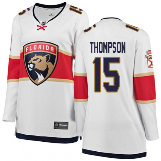 Women's Florida Panthers #15 Paul Thompson Authentic White Away Fanatics Branded Breakaway NHL Jersey - Ujersey