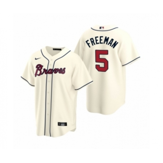 Men's Atlanta Braves #5 Freddie Freeman Nike Cream 2020 Replica Alternate Jersey - Ujersey